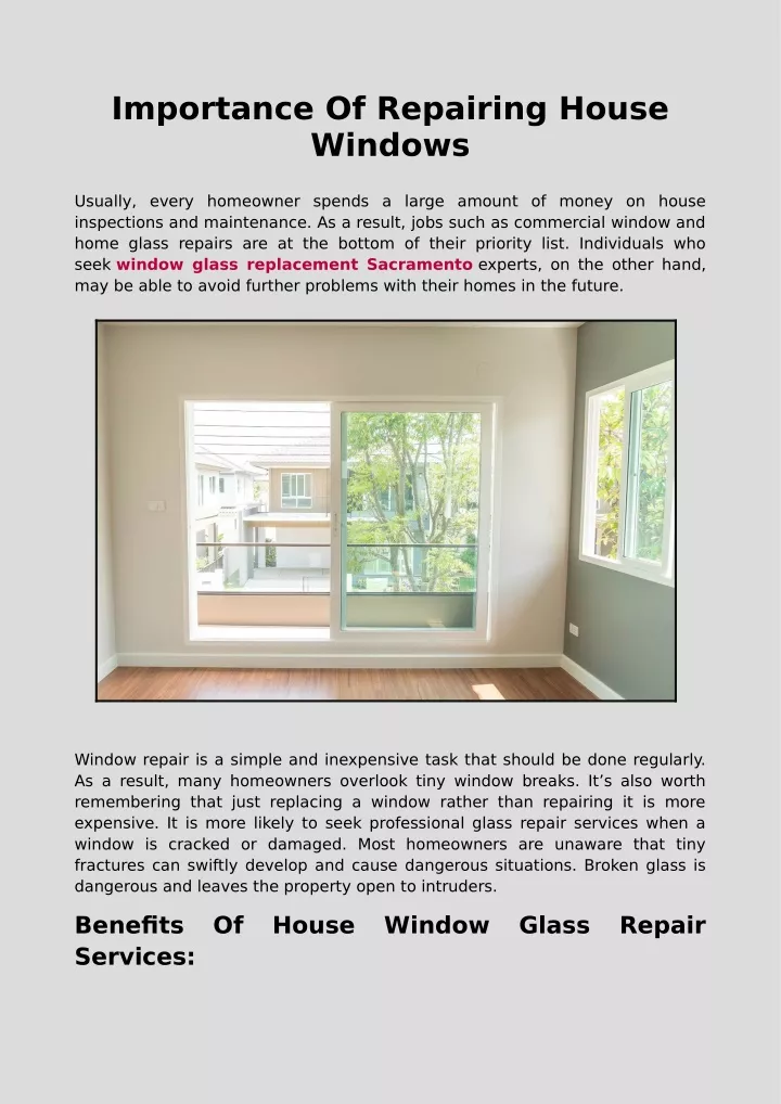 importance of repairing house windows