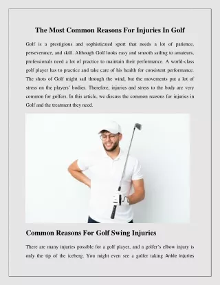 The Most Common Reasons For Injuries In Golf