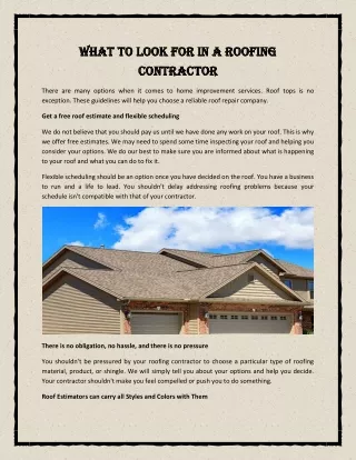 What to look for in a roofing contractor