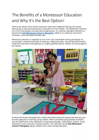 The Benefits of a Montessori Education and Why It's the Best Option!