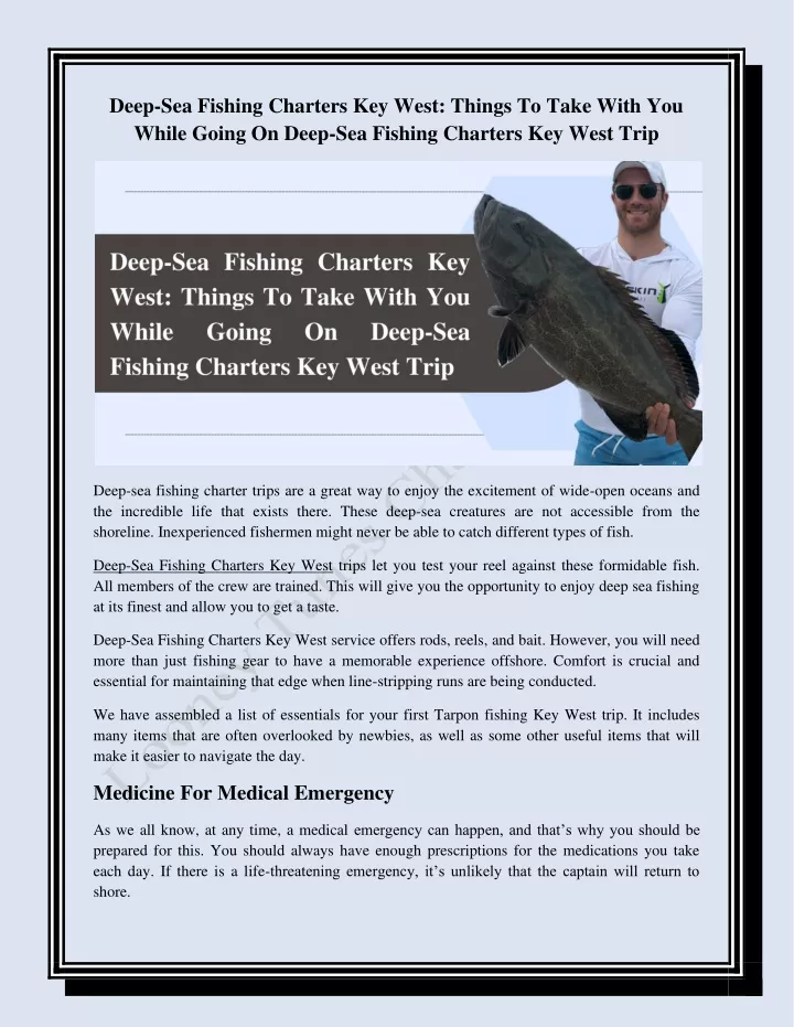 deep sea fishing charters key west things to take