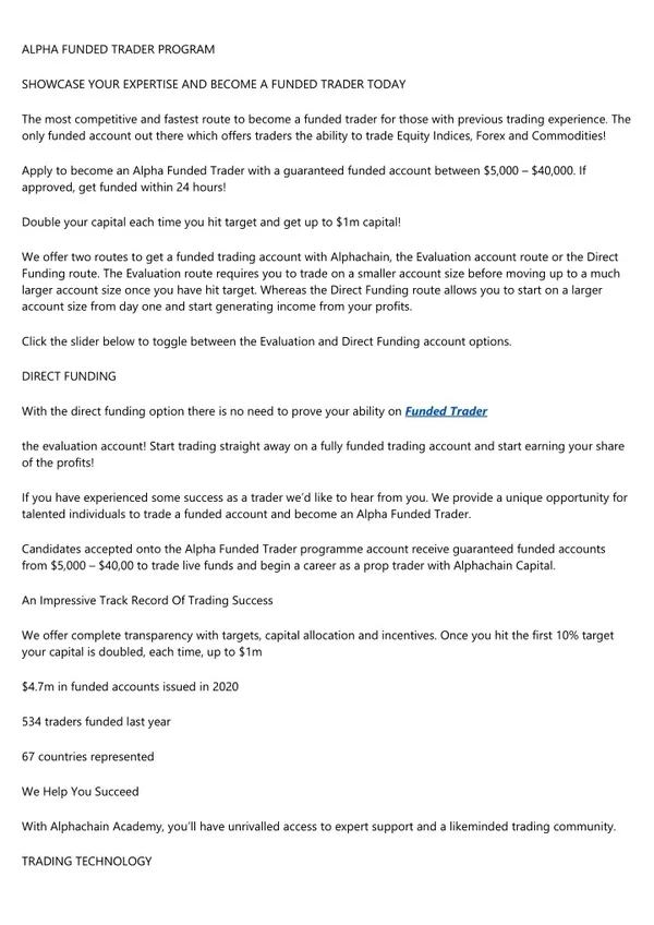 alpha funded trader program