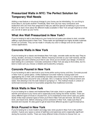 Pressurized Walls in NYC: The Perfect Solution for Temporary Wall Needs
