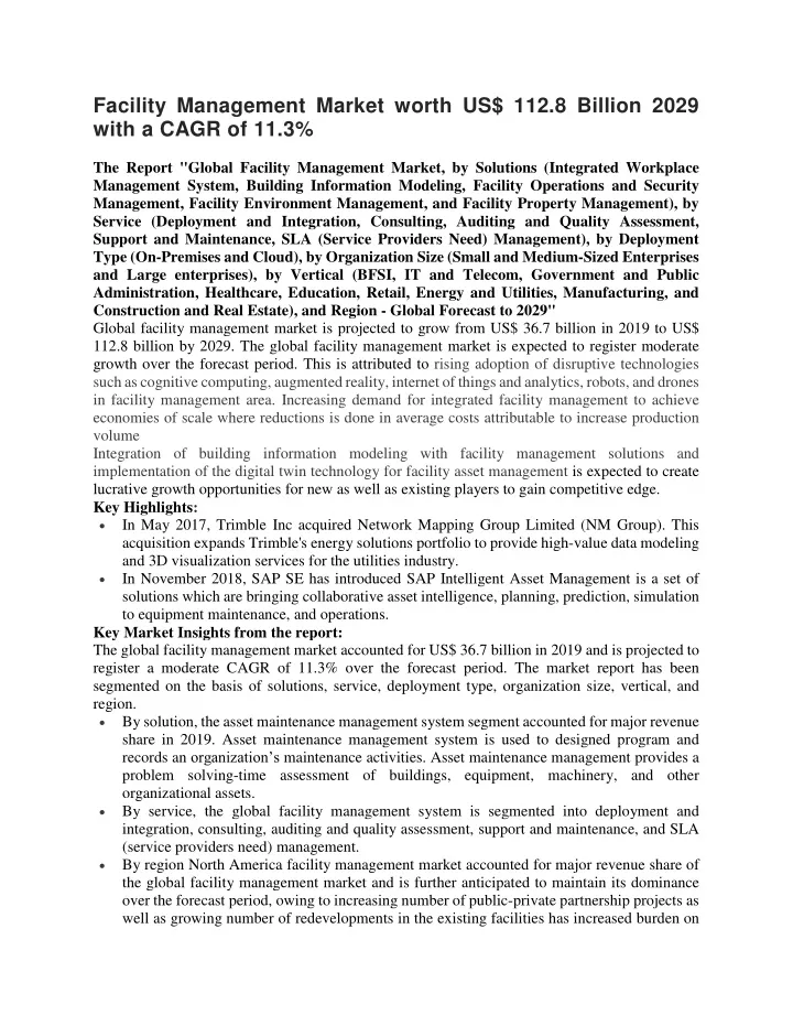 facility management market worth us 112 8 billion