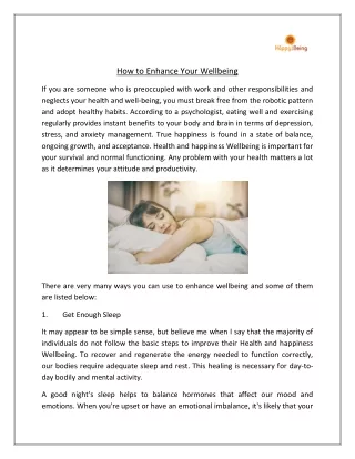 how to enhance your wellbeing