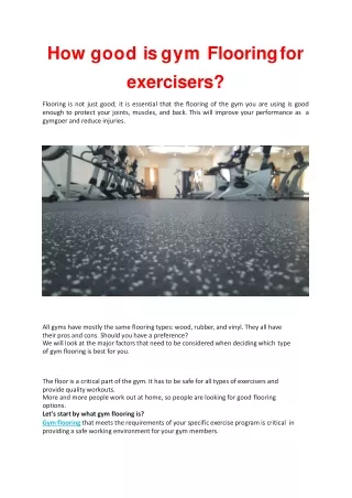 How good is gym Flooring for exercisers-converted