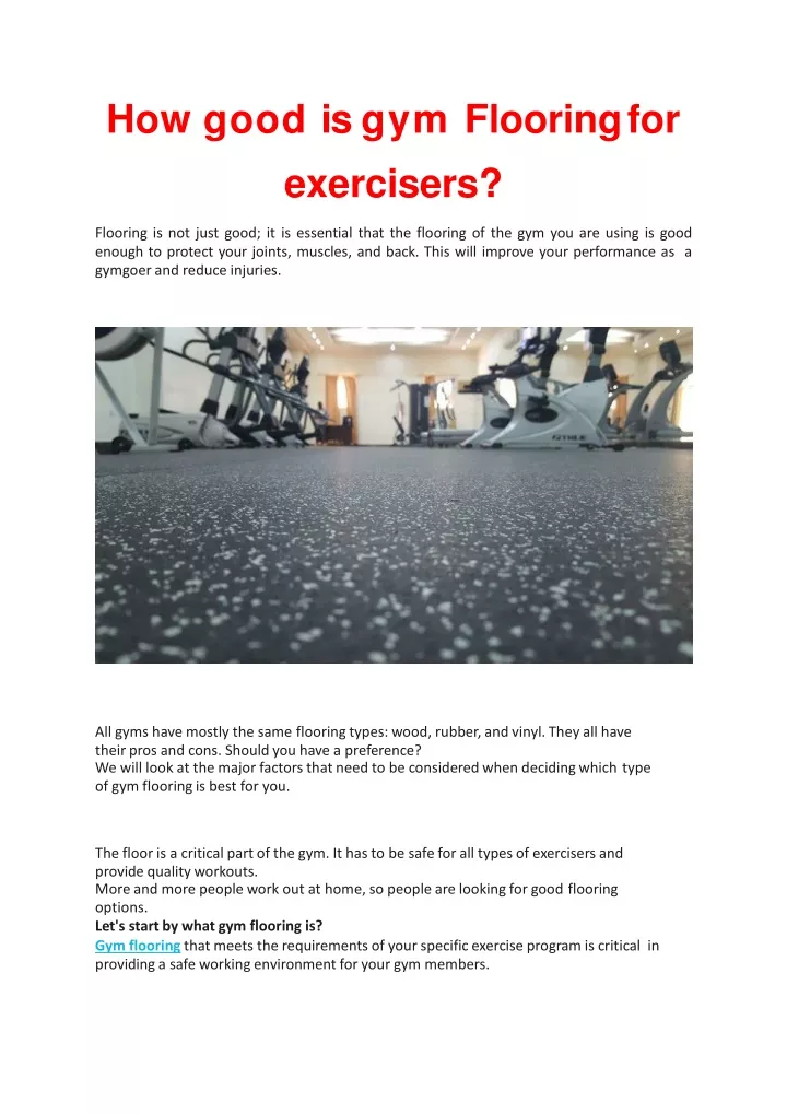 how good is gym flooring for exercisers