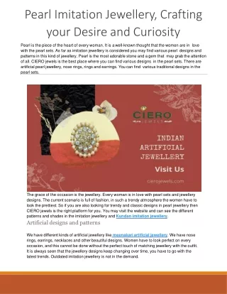 Pearl Imitation Jewellery Crafting your Desire and Curiosity