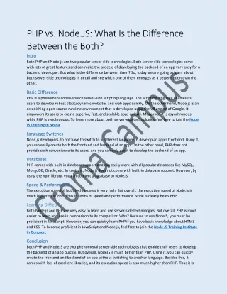 php vs node js what is the difference between