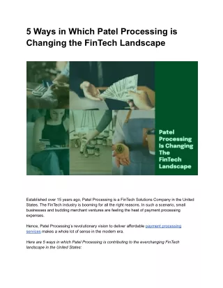 Patel Processing Is Changing The Fintech Landscape