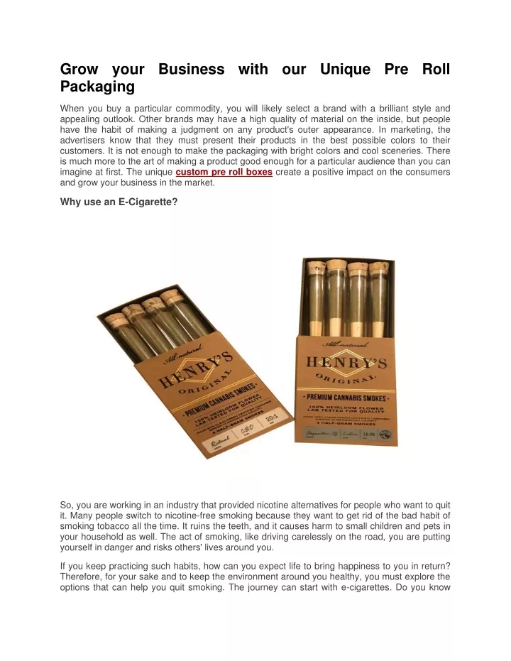 grow your business with our unique pre roll