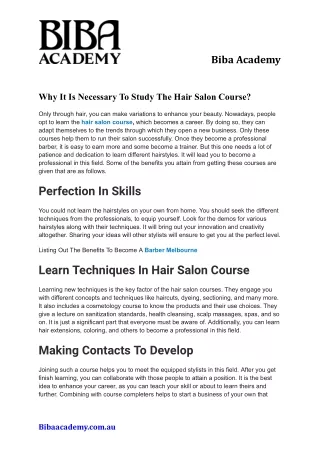 Why It Is Necessary To Study The Hair Salon Course