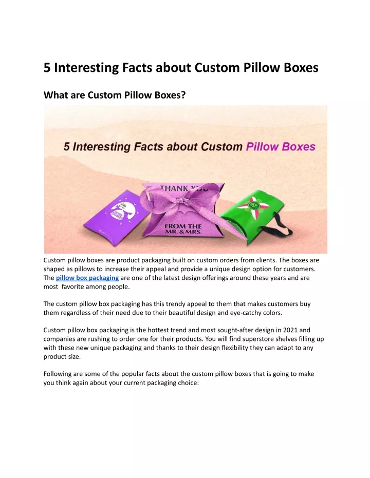 5 interesting facts about custom pillow boxes