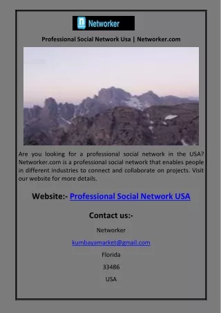 Professional Social Network Usa Networker.com