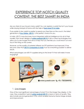 EXPERIENCE TOP-NOTCH QUALITY CONTENT THE BEST SMART IN INDIA