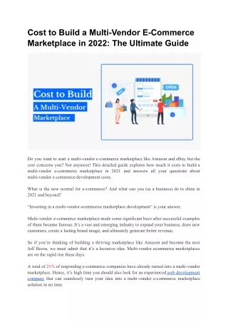 cost to build a multi vendor e commerce