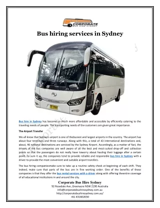Bus hiring services in Sydney