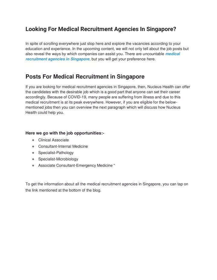 looking for medical recruitment agencies