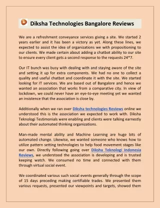 Diksha Technologies Bangalore Reviews