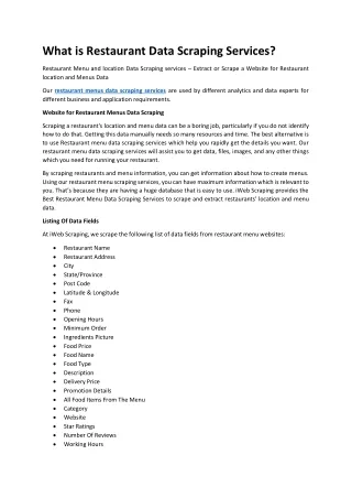 what is restaurant data scraping services