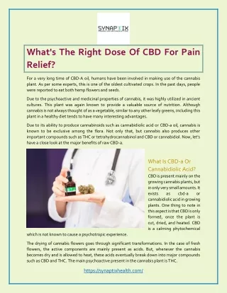 What's The Right Dose Of CBD For Pain Relief