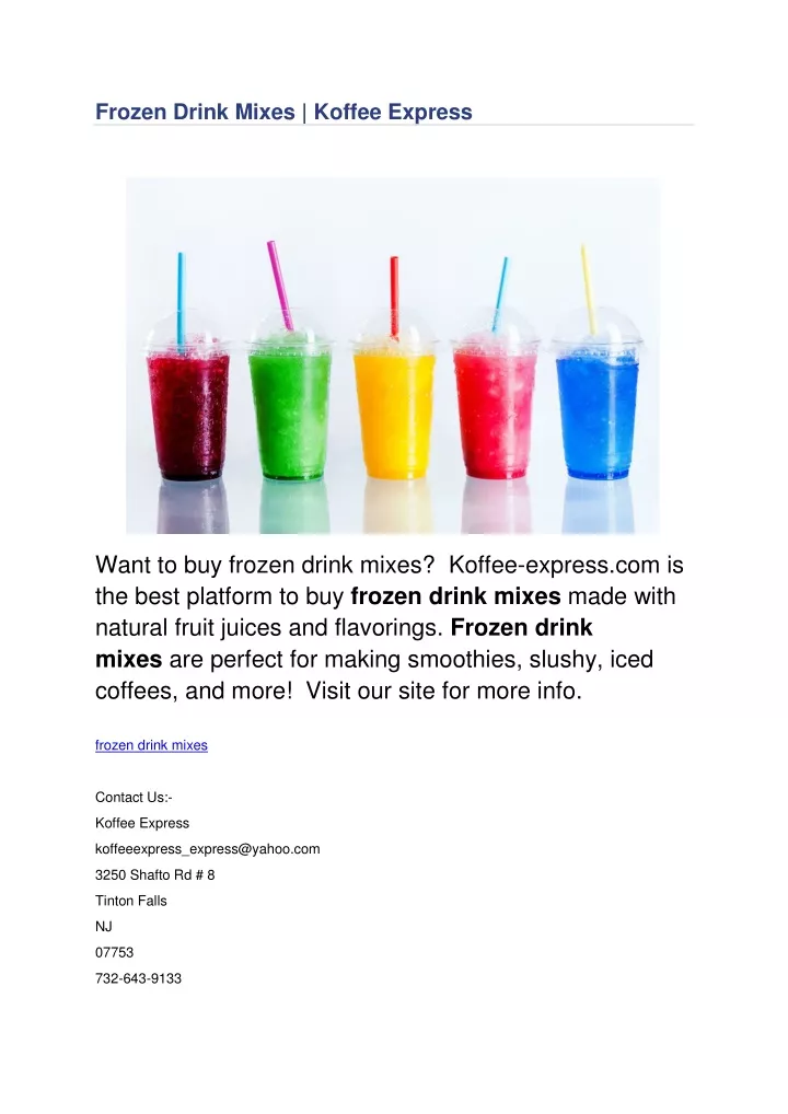 frozen drink mixes koffee express