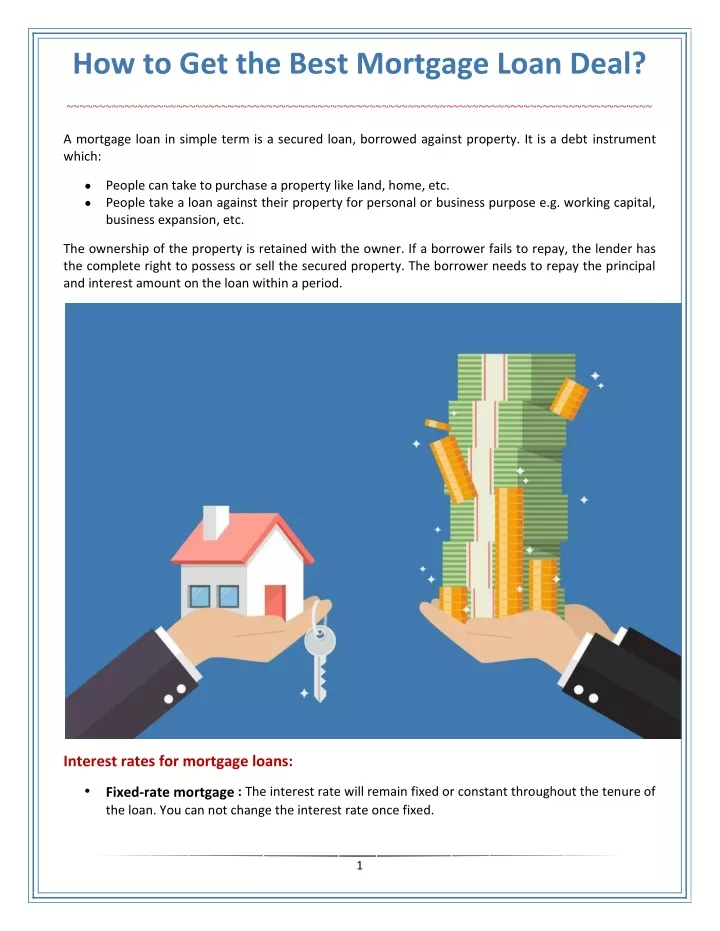 how to get the best mortgage loan deal