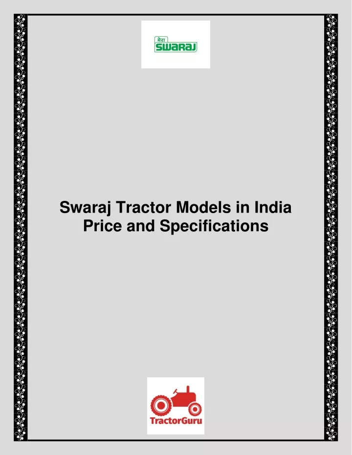 swaraj tractor models in india price