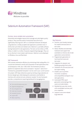 Selenium Framework for Testing Web Application - Mindtree