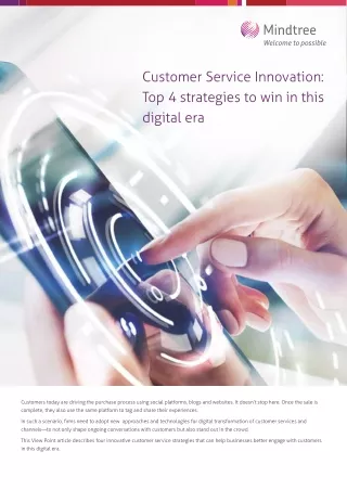 Innovative Customer Service for Building Loyalty  - Mindtree