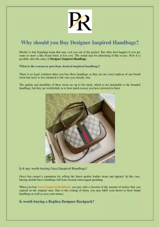 Why should you Buy Designer Inspired Handbags