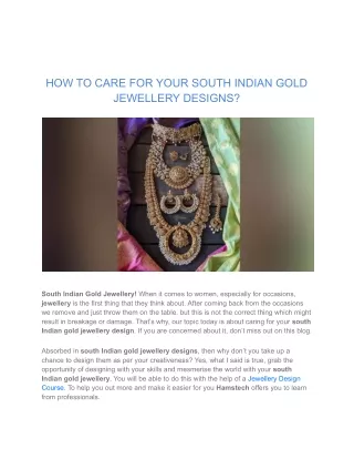 HOW TO CARE FOR YOUR SOUTH INDIAN GOLD JEWELLERY DESIGNS