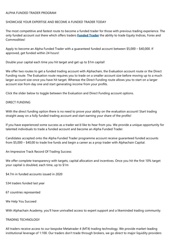 alpha funded trader program