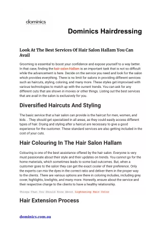 Look At The Best Services Of Hair Salon Hallam You Can Avail