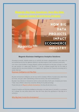 magento big data solutions how big data projects