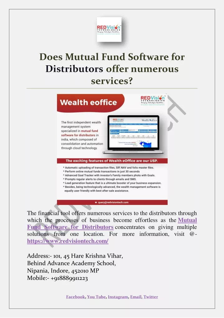 does mutual fund software for distributors offer