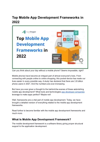 Top Mobile App Development Frameworks in 2022