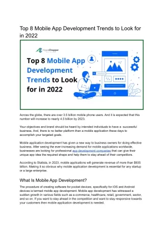 Top 8 Mobile App Development Trends to Look for in 2022