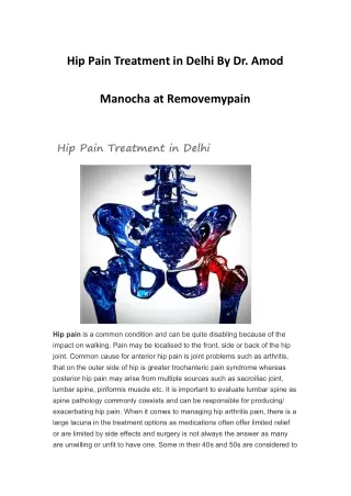 Hip Pain Treatment in Delhi By Dr. Amod Manocha at Removemypain