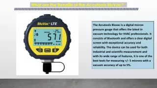 What are the Benefits of the Accutools BluVac