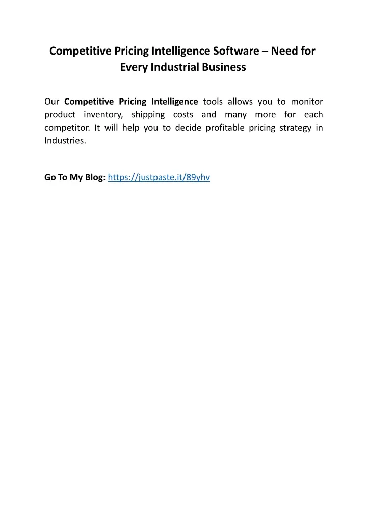 competitive pricing intelligence software need