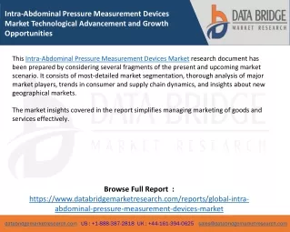 Intra-Abdominal Pressure Measurement Devices Market Technological Advancement and Growth Opportunities