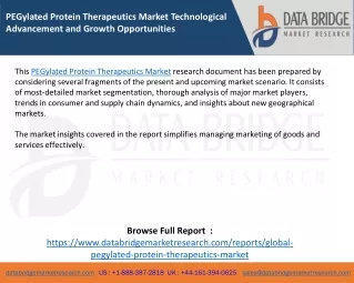 PEGylated Protein Therapeutics Market Technological Advancement and Growth Opportunities