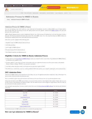 Admission Process For MBBS IN Russia