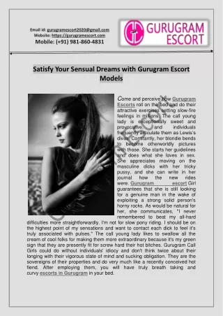 Satisfy Your Sensual Dreams with Gurugram Escort Models