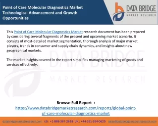Point of Care Molecular Diagnostics Market Technological Advancement and Growth Opportunities