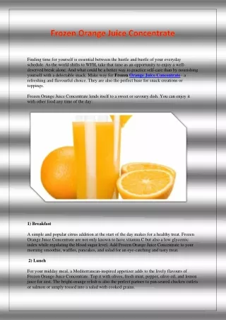 Frozen Orange Juice Concentrate