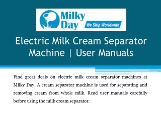 electric milk cream separator machine user manuals