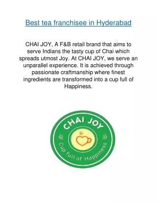 Best Chai franchise in Hyderabad
