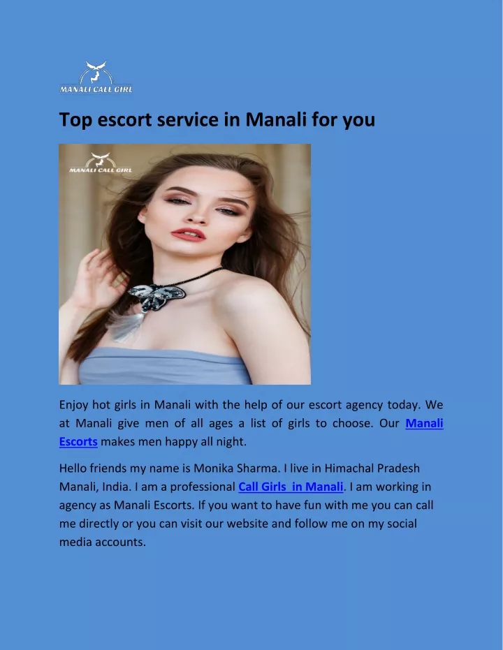 top escort service in manali for you